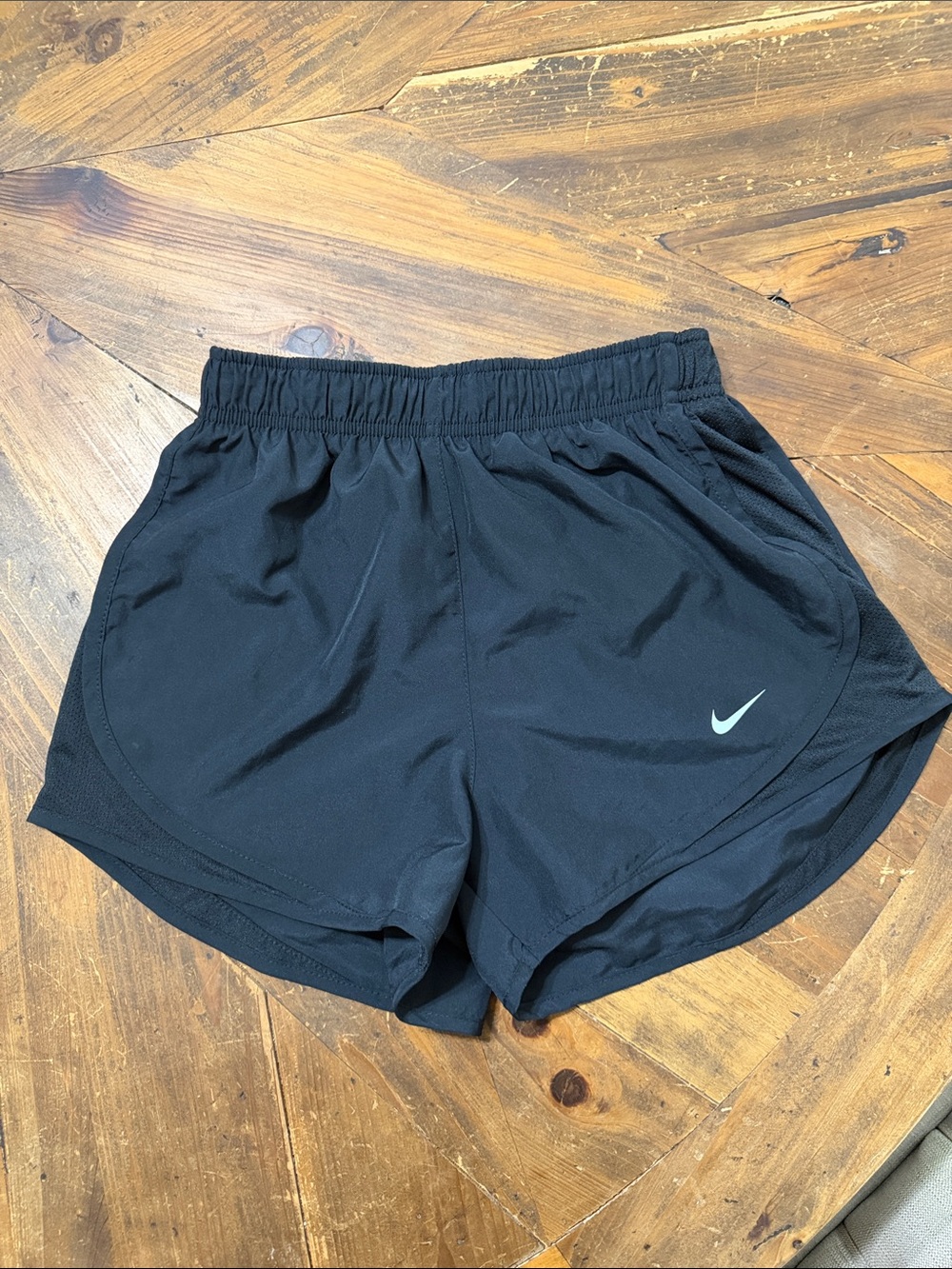 Nike Women's Black Athletic Running Shorts with White Swoosh